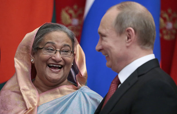 Sheikh Hasina et Vladimir Poutine le 15 janvier 2013.
